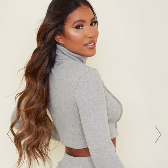 NWT Structured High Neck Stitch Detail Crop - Picture 3 of 4